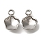 304 Stainless Steel Pendant Cabochon Settings, Flaower, Stainless Steel Color, Tray: 6x6mm,10x7x2.5mm, Hole: 1.6mm
