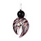 Handmade Silver Foil Lampwork Big Pendants, with Gold Sand, Crab Legs, Coconut Brown, 58~60x27~30x12~13mm, Hole: 6.5~7x6~6.5mm