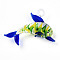 Handmade Lampwork Big Pendants, Dolphin Charms, Blue, 54~56x65~68x15~16.5mm, Hole: 5~6x6~7mm