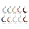10Pcs 10 Styles Natural Mixed Gemstone Chip Pendants, Moon Alloy Charms, Platinum, 41x35x7mm, Hole: 6x4mm, 1pc/style