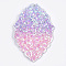 PU Leather Big Pendants, with Sequins, Leaf, Colorful, 60.5x36x2mm, Hole: 2mm
