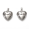 Brass Bell Pendants, Pregnancy Bola, Heart, Stainless Steel Color, 26.5x25.5x11.5mm, Hole: 4.5x6.5mm