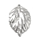 Non-Tarnish Textured 304 Stainless Steel Pendants, Leaf Charms, Stainless Steel Color, 43.5x27.5x2.5mm, Hole: 2mm