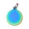 Ion Plating(IP) 304 Stainless Steel Pendants, with Jump Ring, Flat Round Charm, Stamping Blank Tag, Rainbow Color, 14.5x12x1mm, Hole: 3.5mm