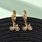 Bicycle Brass Micro Pave Cubic Zirconia Hoop Earrings, Nickel Free, Real 18K Gold Plated, 25x11.5x14mm