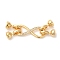 Brass Micro Pave Clear Cubic Zirconia Fold Over Clasps, Cadmium Free & Nickel Free & Lead Free, Long-lasting Plated, Real 18K Gold Plated, 52mm, Hole: 5.5mm