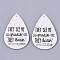 PU Leather Big Pendants, Single-Sided, teardrop, with Word, White, 56x36.5x2mm, Hole: 1.2mm