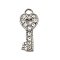 304 Stainless Steel Pendants, with Rhinestone, Key, Stainless Steel Color, 19x8.5x3mm, Hole: 2mm