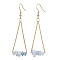 304 Stainless Steel with Natural Aquamarine Dangle Earrings, Golden, 60x20mm