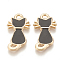 Alloy Enamel Kitten Pendants, Cadmium Free & Lead Free, Cat Silhouette Shape, Light Gold, Black, 22x12x2mm, Hole: 2mm