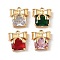 Brass Micro Pave Cubic Zirconia Pendants, Nickel Free, Bowknot Charms, Real 18K Gold Plated, Mixed Color, 14.5x14x6.5mm, Hole: 1.4mm