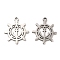 Non-Tarnish 316L Surgical Stainless Steel Pendants, Laser Cut, Helm with Anchor Charm, Stainless Steel Color, 17x15x1mm, Hole: 1.4mm