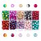 Round Transparent Crackle Glass Beads, Mixed Color, 6mm, Hole: 1.3mm, about 400~450pcs/box