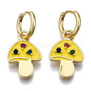 Серьги-кольца из латуни с микро-паве из фианита EJEW-T014-27G-05-NF