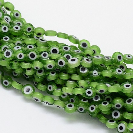 Ручной сглаза Lampwork плоские круглые пряди шарик LAMP-L058-12mm-02-1