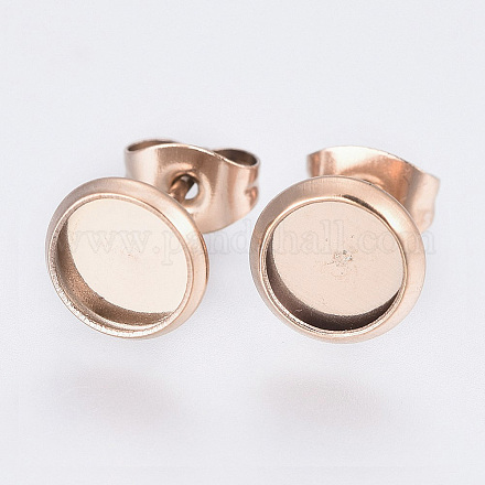Плоские круглые серьги-гвоздики из нержавеющей стали 304 STAS-I323-20mm-RG-1