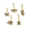 Alloy Pendant Decoration, with Resin Beads, Animal Lobster Clasp Charms, Clip-on Charms, for Keychain Bag, Butterfly/Owl/Turtle/Elephant with Evil Eye, Golden, 29~38mm