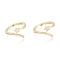 Brass Micro Pave Clear Cubic Zirconia Cuff Rings, Open Rings, Star, Real 18K Gold Plated, Size 7, Inner Diameter: 17mm