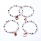 Christmas Theme Stretch Charm Bracelets, with Glass Seed Beads, Acrylic Imitation Pearl Beads and Alloy Enamel Pendants, Mixed Shape, Mixed Color, Inner Diameter: 2-3/8 inch(6cm)