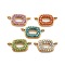 304 Stainless Steel Rhinestone Connector Charms, Rectangle, Ion Plating(IP), Real 14K Gold Plated, Mixed Color, 9x17.5x2mm, Hole: 1mm