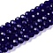 Glass Beads Strands, Faceted, Rondelle, Blue, 6x5mm, Hole: 1mm, about 80~85pcs/strand, 38~40cm