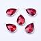 Silver Color Plated Brass Glass Teardrop Pendants, Faceted, Dark Red, 18x10x5mm, Hole: 2mm