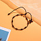 Cross Nylon Cord Braided Bead Bracelets, Rosary Cord Bracelets for Couple Friends, Coconut Brown, 6-1/4~11-3/4 inch(16~30cm)