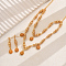 Elegant Alloy Flower Stud Earrings & Pendant Double Layer Necklaces Sets for Women, Golden
