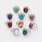 Natural & Synthetic Mixed Stone Finger Rings, with Brass Ring Finding, Platinum, Oval, Size 8, 18mm