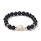 Tortoise Synthetic Turquoise & Natural Lava Rock Stretch Bracelets for Women, Inner Diameter: 2-1/4 inch(5.8cm)