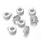Column Brass Tube Bails, Loop Bails, with Micro Pave Cubic Zirconia, Stainless Steel Color, 10x7.5x3mm, Hole: 1mm, Inner Diameter: 4.5mm