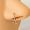 Brass Micro Pave Clear and Green Cubic Zirconia Dangle Hoop Nose Rings, Golden, Star, Inner Diameter: 8mm