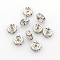 Brass Rhinestone Spacer Beads, Grade AAA, Straight Flange, Nickel Free, Platinum Metal Color, Rondelle, Crystal, 8x3.8mm, Hole: 1.5mm