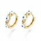 Clear Cubic Zirconia Evil Eye Huggie Hoop Earrings with Enamel, Brass Jewelry for Girl Women, Real 18K Gold Plated, Nickel Free, White, 15x17x4mm, Pin: 1mm