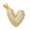 Mother's Day Brass Micro Pave Clear Cubic Zirconia Pendants, Cadmium Free & Lead Free, Heart, Real 16K Gold Plated, 20x18x4.5mm, Hole: 4x3.5mm