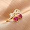 Brass Micro Pave Cubic Zirconia Cuff Rings for Women, Cherry, Cadmium Free & Lead Free, Long-Lasting Plated, Rack Plating, Real 18K Gold Plated, Inner Diameter: Adjustable