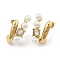 PVD Vacuum Plating Golden 304 Stainless Steel Stud Earrings for Women, with Rhinestone and Plastic Imitation Pearl, Crystal, 29x13mm
