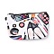 Polyester Tarp Zip Cosmetic Pouches, Rectangle with Cosmetics Pattern, White, 14x21.8x2.1cm