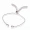 Adjustable Brass Micro Pave Cubic Zirconia Chain Bracelet Making, Slider Bracelets Making, Clear, Platinum, 9-1/2 inch(24cm), 1~3mm, Hole: 1mm