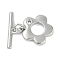 Brass Micro Pave Clear Cubic Zirconia Toggle Clasps, Cadmium Free & Nickel Free & Lead Free, Flower, Platinum, Flower: 14.5x14x2.5mm, Hole: 1.2mm, Bar: 17x4.5x2mm, Hole: 1.4mm