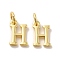 Brass Pendants, Cadmium Free & Nickel Free & Lead Free, with Jump Ring, Letter H, 10.5x7x1.5mm, Ring: 5x1mm, inner diameter: 3mm