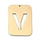 Ion Plating(IP) 304 Stainless Steel Pendants, Rectangle with Alphabet, Hollow, Letter.V, 32x22x1mm, Hole: 1.5mm