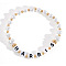 Minimalist ABS Imitatiom Pearl Round Beads Stretch Bracelets for Women, Word Harris, with Acrylic & Brass, White, Inner Diameter: 6-7/8 inch(17.5cm)