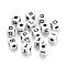 Opaque Horizontal Hole Acrylic Beads, Mixed Letters, Cube with Letter, Black, 6.5~7x6.5~7x6.5~7mm, Hole: 3.5mm, about 2000pcs/500g