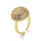 Brass with Cubic Zirconia Open Cuff Rings for Women, Cadmium Free & Nickel Free & Lead Free, Real 18K Gold Plated, 7~23mm, Inner Diameter: 22.5mm