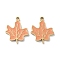 Ion Plating(IP) 304 Stainless Steel Enamel Pendants, Maple Leaf Charm, Golden, Light Salmon, 16x13x1.5mm, Hole: 1.4mm