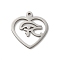 Non-Tarnish 201 Stainless Steel Pendants, Laser Cut, Stainless Steel Color, Heart Charm, Eye, 15x14x1mm, Hole: 1mm