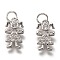 Brass Micro Pave Clear Cubic Zirconia Charms, Cadmium Free & Lead Free, Long-Lasting Plated, Girl, Platinum, 14x8x2.5mm, Hole: 3mm