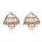 Brass Micro Pave Clear Cubic Zirconia Links Connectors, Long-Lasting Plated, Cadmium Free & Lead Free, Fish, Light Gold, 18.5x16x4.5mm, Hole: 1.2mm