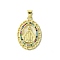 Real 18K Gold Plated Brass Micro Pave Random Color Cubic Zirconia Pendants, Cadmium Free & Nickel Free & Lead Free, Oval with Virgin Mary Pattern Charms, Colorful, 26x18x3mm, Hole: 3x4mm